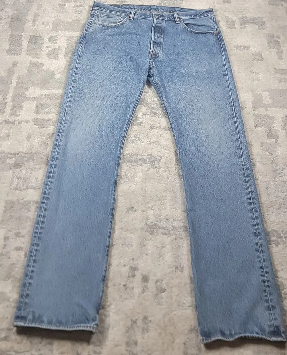 Levis 501 Men's Button-Fly Original Fit Wide Leg Blue Denim Jeans Sz 38x34